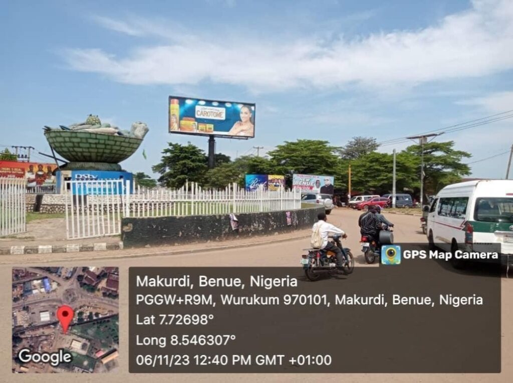 Unipole Billboard at Fruit Basket Roundabout Wukurum Makurdi, Benue State